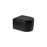 Set wc suspendat cu riflaje 3D negru mat, tornado cu capac softclose inclus, GLAMOUR Invena
