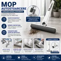 Mini Mop Portabil Pentru Diferite Suprafete Si Geamuri, Sistem Autostoarcere, Alb
