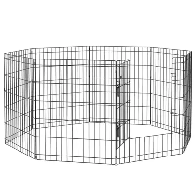 PawHut Padoc Portabil pentru Câini, Pisici și Căței, Structură din Sârmă Metalică, 8 Module, 76x61 cm, Negru | Aosom Romania