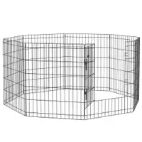 PawHut Padoc Portabil pentru Câini, Pisici și Căței, Structură din Sârmă Metalică, 8 Module, 76x61 cm, Negru | Aosom Romania