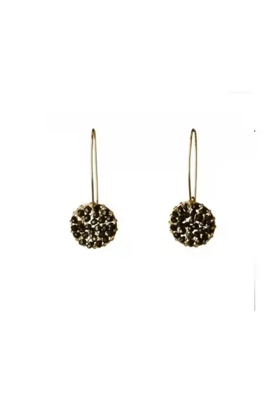Cercei Pendulum - medii - cu turmaline negre si fir de aur filat de 14k/20