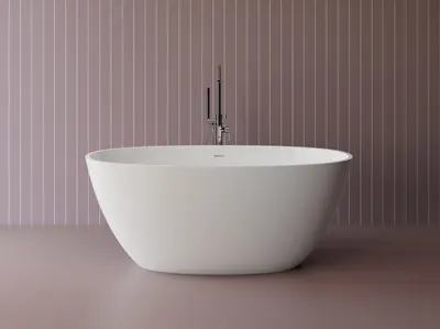 Cada freestanding ovala, compozit alb mat, interior lucios, 150x76.2x61 cm Foglia Monaco
