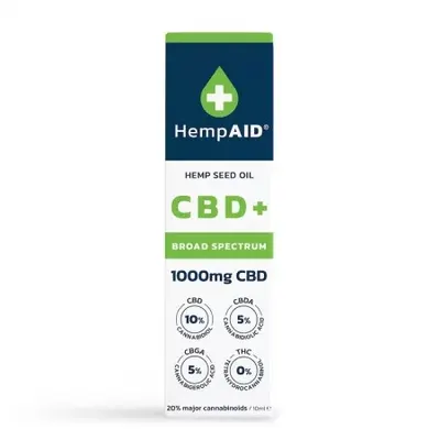 Ulei de canepa cu 1000 mg CBD, 500 mg CBDA, 500 mg CBGA, 10 ml, HempAID