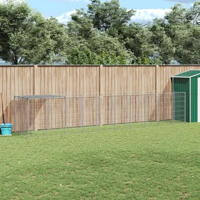 vidaXL Padoc pentru câini, argintiu, 6,05 m², oțel
