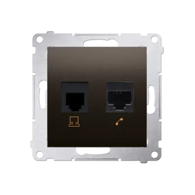 Priza calculator RJ45 cat5e + priza telefon RJ12, antracit metalic