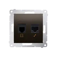 Priza calculator RJ45 cat5e + priza telefon RJ12, antracit metalic
