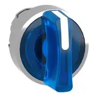 Cap de Selector Iluminat Albastru Ø22, cu Revenire cu Arc In 3 Pozitii