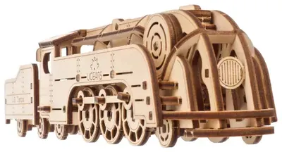 Puzzle 3D din lemn Ugears din 172 piese - Mini locomotivă