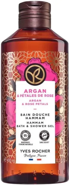 Yves Rocher Bain Nature Gel de duș , argan și trandafir, 400 ml