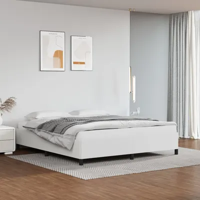vidaXL Cadru de pat fără saltea, alb, 160x200 cm, piele ecologică