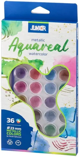 Vopsele pe bază de apă Junior - Metallic, 36 culori