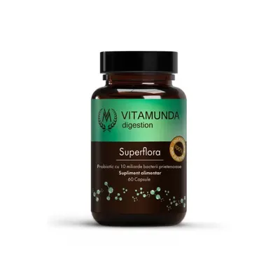 Hypernatura Vitamunda Superflora - probiotic cu 10 miliarde bacterii vii per capsula - 60 cps