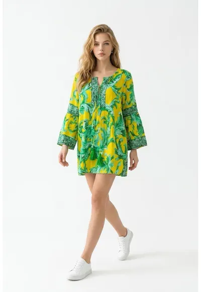 Rochie scurta tip camasa din bumbac imprimat 15