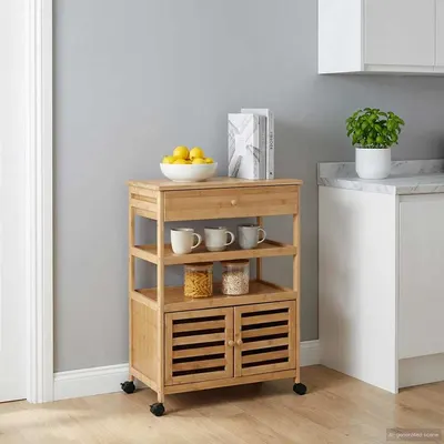 vidaXL Cărucior de bucătărie cu roți natural 59,5 x 36 x 82 cm Bambus