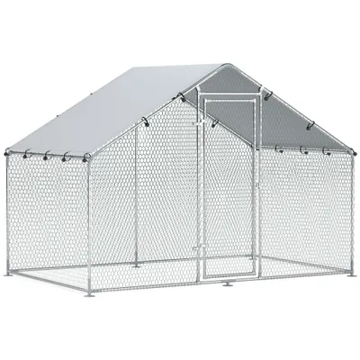 PawHut Cușcă pentru pui, mare cușcă din metal cu acoperire impermeabilă și anti-UV, cușcă pentru 5-8 pui, 3 x 1,7 x 1,9m | Aosom Romania