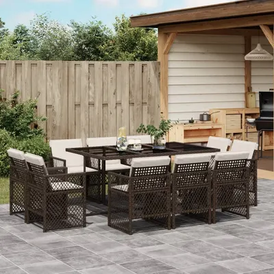 Gossi set mobilier de gradina cu perne, 11 piese, maro, poliratan