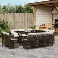 Gossi set mobilier de gradina cu perne, 11 piese, maro, poliratan