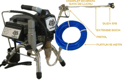 Pompa de vopsit si zugravit AIRLESS Piston Profesională cu Cadru - Echipata - 1/4", 3kW, 3.5L/min - WP-APSP3