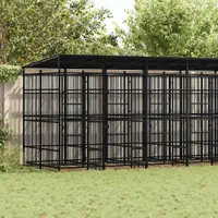 vidaXL Padoc pentru câini de exterior cu acoperiș, 12,9 m², oțel