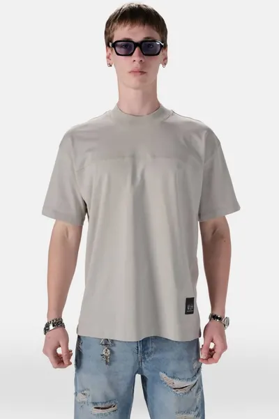 Tricou Barbati Oversized Grey Minimal Tech Streetwear (mărime: S)