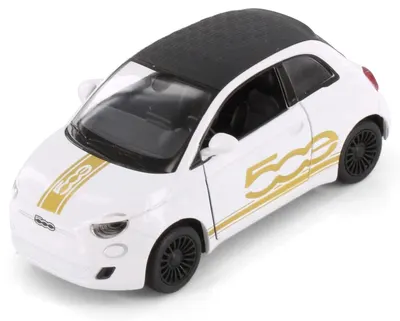 Mașinuță metalică Kinsmart Livery Edition - Fiat 500e, 1:28, alb