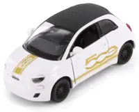 Mașinuță metalică Kinsmart Livery Edition - Fiat 500e, 1:28, alb