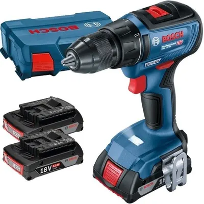 Masina de gaurit si insurubat cu 3 acumulatori, Bosch GSR 18V-50 06019H5005, Li-Ion, 18 V, 2 Ah, 50 Nm, valiza plastic
