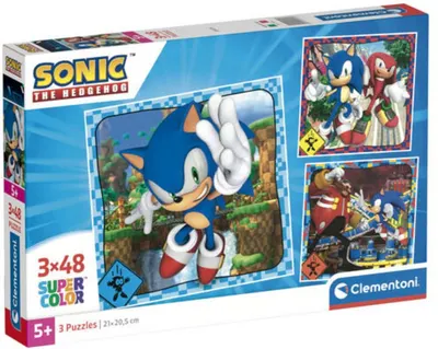 Puzzle pentru copii Clementoni din 3 x 48 piese - Sonic