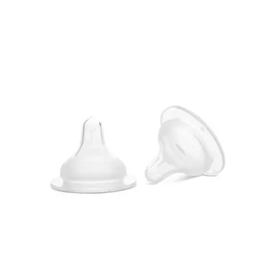 Set 2 tetine din silicon moale, debit mediu, pentru biberoane cu gat larg 3 luni+ My Friend