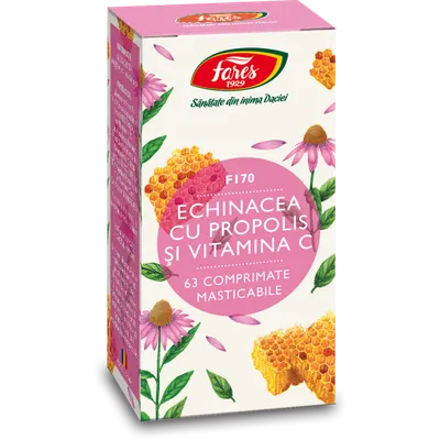 Echinacea cu propolis si vitamina C F170, 60 comprimate, Fares