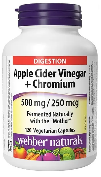 Apple cider vinegar + Chromium, 500 mg/250 mcg, 120 capsule, Webber Naturals