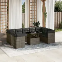 Gossi set mobilier de gradina cu perne, 10 piese, gri, poliratan