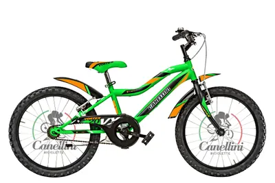 Bicicletă pentru băieți Canellini VORTEX 20" 1 viteză - Verde/Negru/Portocaliu