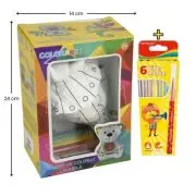 Set Jucarie vatelina pentru colorat lavabila + Carioci Keyroad Washable, 6 culori - 20x14cm