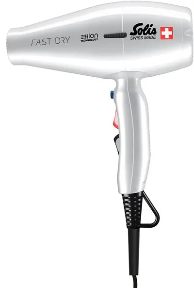 Uscător de păr Solis - Fast Dry 360° Ionic, 2200W, 2 viteze, argintiu