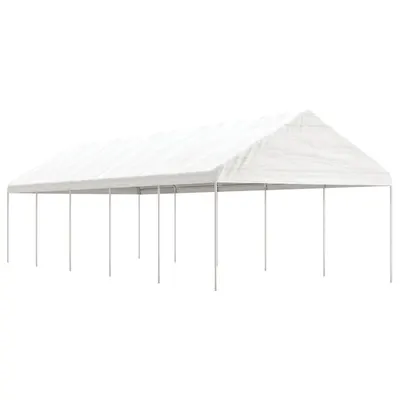vidaXL Foișor cu acoperiș, alb, 11,15x4,08x3,22 m, polietilenă