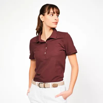 Tricou Polo bumbac și poliester golf MW500 Maro închis Damă