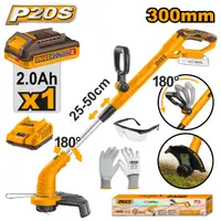 Motocoasa Electrica 20V CGTLI20301E – 8200 rpm, Diametru Taiere 300mm, Fir 1.6mm, Functie Edging, Acumulator 2.0Ah + Incarcator + Kit Protectie