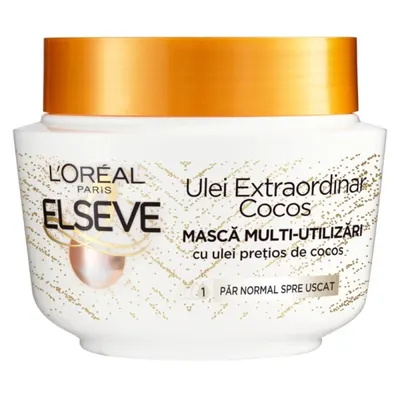 Masca de Par L'Oreal Paris Elseve Ulei Extraordinar Cocos, pentru Par Normal / Uscat, 300 ml