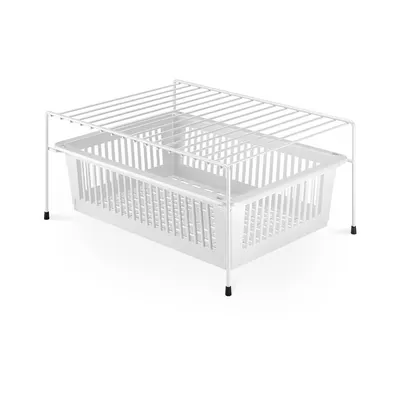 Raft suplimentar din oțel inoxidabil cu spațiu de depozitare Metaltex Dino, alb
