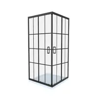 Cabina de dus simpla Celesta Titan patrata sticla cu model Windows 101 6 mm 80 x 80 x 190 cm profil negru