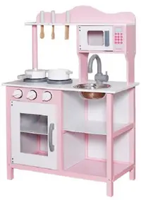 Bucătărie din lemn pentru copii Ginger Home - Cu accesorii, roz