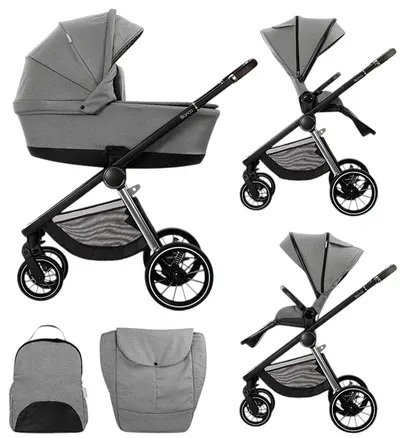 Cărucior pentru bebeluși 2 în 1 Lorelli Premium - Bianca, gri