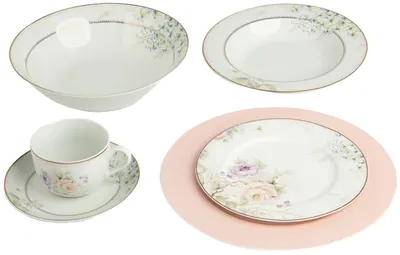 Serviciu de mese din porțelan Morello - Humble Rose, 31 părți