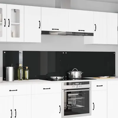 vidaXL Panou de bucătărie 2 buc. Negru 120 x 50 cm sticlă securizată