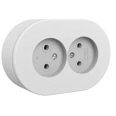 Priza Dubla Fara CP PT xOne Ovivo OV00867, 16A, 250V, IP54, alb