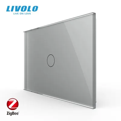 Intrerupator simplu, standard italian, wireless Protocol Zigbee, cu panou sticla, 3M Gri