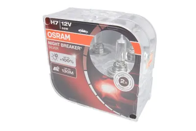 2X Bec Halogen H7 12V Far Auto Night Breaker Silver Osram