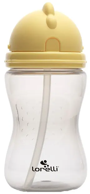 Sticlă sport cu pai Lorelli - 300 ml, galben