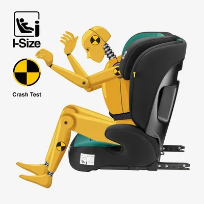 Scaun auto copii cu isofix 2in1 I-Size Tulano Joy 45 Green 100-150 cm cu spatar detasabil,certificat ECE R129,tetiera reglabila 14 pozitii, sistem protectie impact lateral SIP,2 parasolare auto incluse